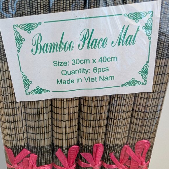 NEW black tan 6 bamboo placemats DIRECT FROM VIETNAM - Picture 2 of 2